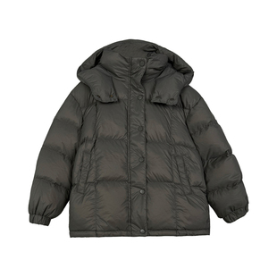 女孩90白鸭绒羽绒服冬新款女童可拆卸手套连帽鸭绒服外套灰色黑色