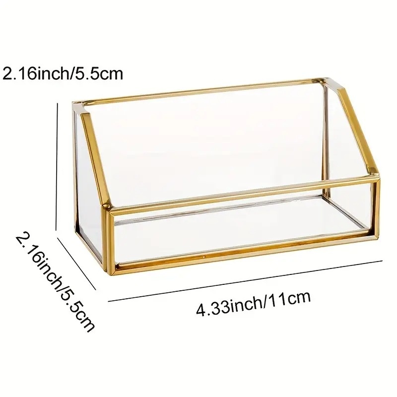 高档金色边框名片收纳盒透明名片盒创意玻璃玻璃个性名片收纳盒