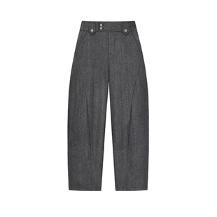 雾屿 立体剪裁羊绒高知感廓形收脚长裤 山谷少年独立设计师男装