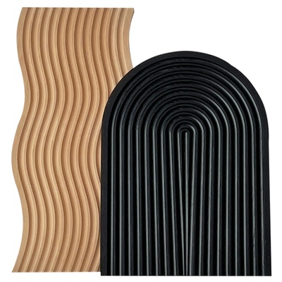 ins风黑色木质波纹托盘装饰摆件