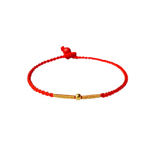 宫里上新红绳手链女金珠999足金编织绳本命年红手绳礼物送妈妈款