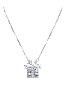 银色冷淡风蝴蝶结项链女