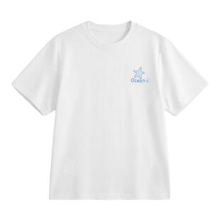 【凉感防晒】笛莎官方青少年2026夏新款微宽松刺绣海星短袖T恤女