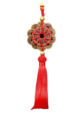 纯黄铜五帝钱十帝钱镇宅招财挂件真品铜钱旺住宅办公室风水平安挂