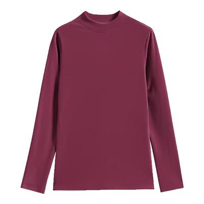 妈妈秋冬德绒保暖半高领T恤