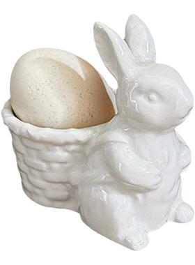 蛋托陶瓷浮雕兔子背筐