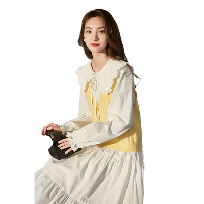 唐狮娃娃领连衣裙女秋冬两件套装裙冬季新款马甲套装裙子女装长裙