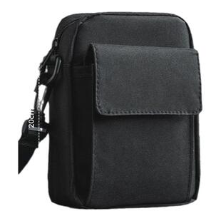 Vulkit男士斜挎包时尚休闲防水布包通勤小挎包大容量黑色单肩包