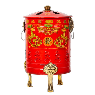 家用不锈钢烧纸桶搪瓷烧金桶烧经化宝盆焚化炉烧纸钱的捅元宝铁桶