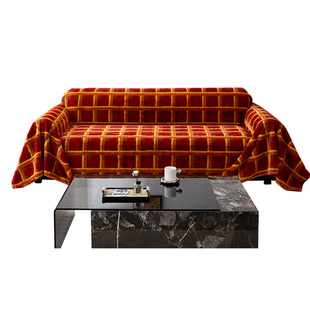 新年氛围感红色喜庆毛绒沙发巾盖布2025冬季新款套罩加厚全盖毯子