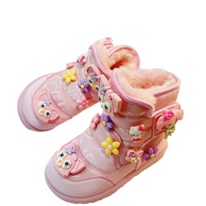 女童冬季防水防滑雪地靴加绒保暖