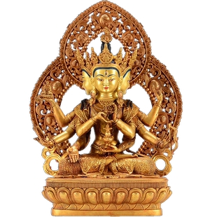 欧斯特《尊胜铜像摆件》全鎏金雕花家居装饰品客厅玄关像摆件10寸