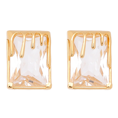 浮漾FLOAT高品质超闪方形锆石耳环女设计感熔岩方钻耳夹耳钉925银