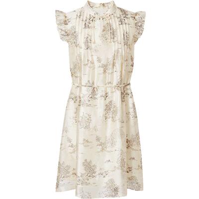 红袖新中式国风飞袖印花裙hopeshow2024夏新款优雅气质职场连衣裙