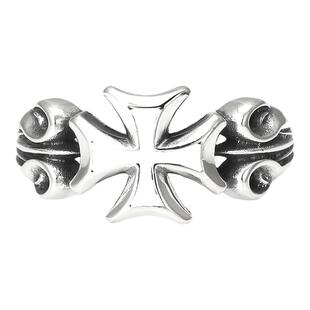 S925纯银十字架情况款戒指朋克风个性潮款开口食指戒做旧泰银饰品