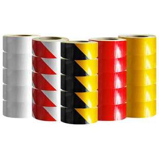 反光贴条5/10cm红白黄黑警示胶带车间地板分区警戒交通反光膜贴纸