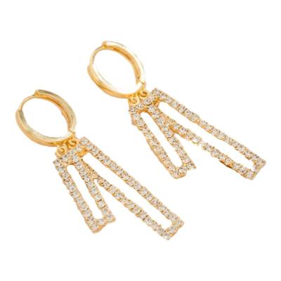 高级感几何长方形满钻耳环轻奢