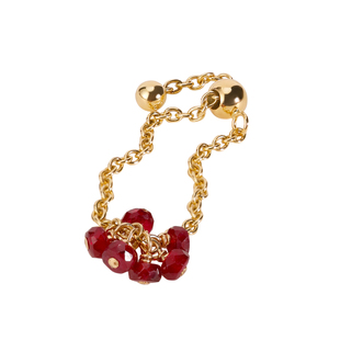 若华珠宝瑰丽 鸽血红宝石戒指女18K金链条尾戒彩宝指环可调节定制