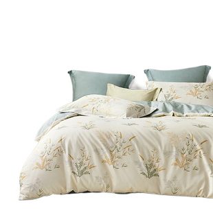 LOVO家纺全棉纯棉四件套床单床上被套被罩田园风学生宿舍三件套