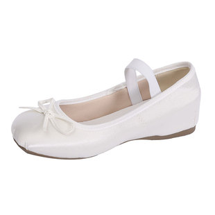 小个子内增高芭蕾舞鞋2026春秋水钻蝴蝶结浅口绸缎单鞋女玛丽珍鞋