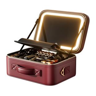 高端带镜化妆包女2025新款便携式外出旅行大容量可挂行李箱化妆箱