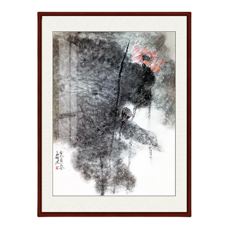 纯手绘新中式水墨荷花禅意国画