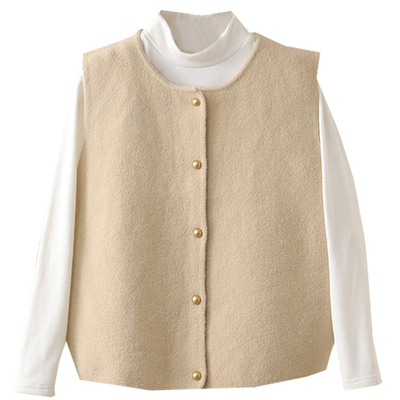 春秋200斤小金扣子百搭针织马甲