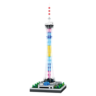 儿童益智拼装微颗粒地标建筑广州塔金融中心积木模型玩具男孩礼物