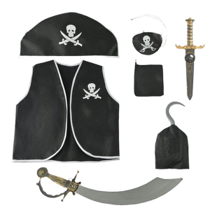 儿童节游戏表演服装万圣节派对演出服海盗船长服饰海盗背心马甲帽