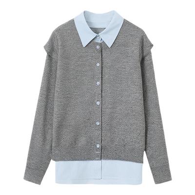 PIT复古miu系撞色圆领针织开衫女2025秋冬新款套头慵懒上衣