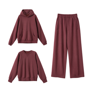 YANGLE_加绒连帽卫衣女2025冬季新款老钱风慵懒廓形休闲卫裤套装