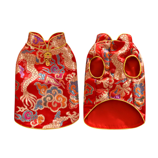 小狗狗猫咪唐装过新年春秋宠物衣服中式汉服比熊泰迪国风结婚礼服