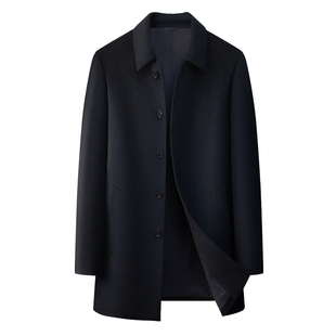 狄斯仑100%纯山羊绒大衣高端男士中长款白鹅绒内胆可脱卸防寒外套