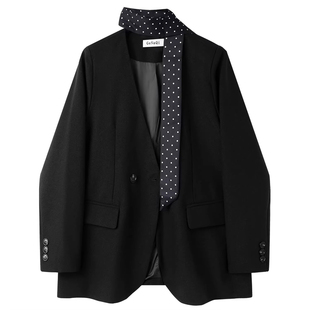 高级感时尚波点系带西服上衣女春季新款韩系通勤百搭显瘦西装外套