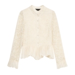 白鹿语新中式国风刺绣衬衫女2025春季新款荷叶边长袖短外套上衣