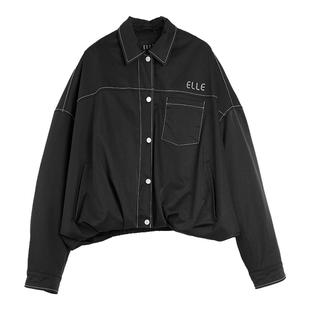 ELLE90白鸭绒工装风短款羽绒服女2025冬季新款设计感夹克保暖外套