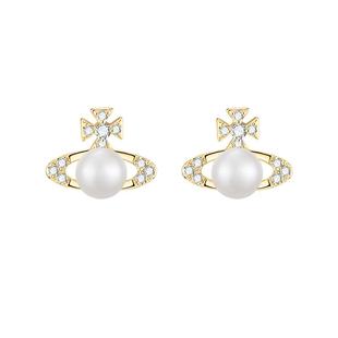 【自营】daisy beauty锆石珍珠土星耳钉女银针小众耳饰镀k金耳环