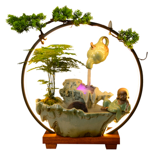 家居客厅招财风悬壶水流水天壶陶瓷摆件办公室桌面开业乔迁小礼品