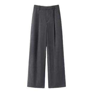 【现货】NOTHING WRITTEN直筒通勤西裤女 醋酸高腰及地长款休闲裤