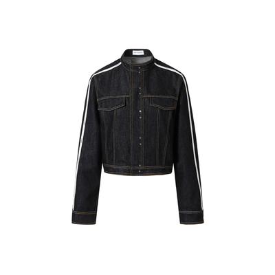 JAC FLEURANT【张靓颖同款】LOGO织带饰边原色牛仔外套牛仔套装