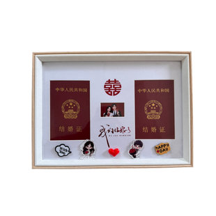 结婚证相框卡通摆件情侣礼物夫妻周年纪念领证登记照婚姻证件摆台