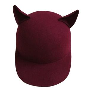 新潮猫耳朵帽子羊毛礼帽颜色号全