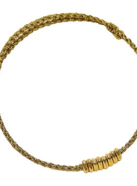 极细金绳足金小金珠方糖三角手链