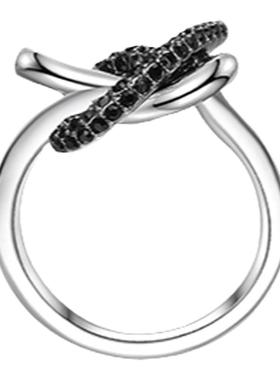 于文文同款黑鱼岛黑白套结戒指