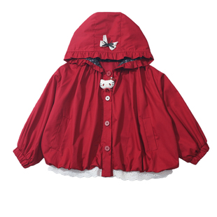 女童春装外套2026新款超好看韩系儿童风衣女宝宝春秋洋气红色上衣