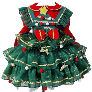 圣诞节女童服装秋冬女孩洛丽塔蓬蓬裙cos装扮发光圣诞树儿童裙子