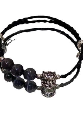 醒狮编织手环手链中式小众玉石