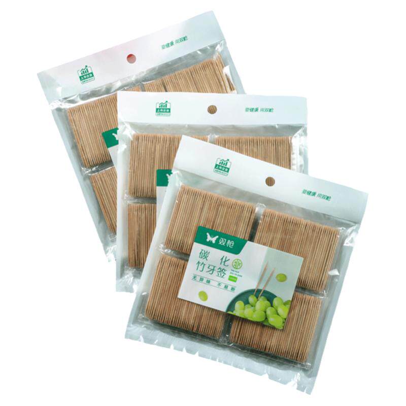 碳化竹牙签双头商用光滑柔韧