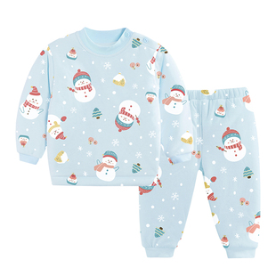 宝宝保暖衣套装三层夹棉儿童秋衣秋裤纯棉婴儿衣服秋冬加厚男童女