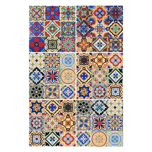 瓷砖花砖九宫格彩色小花片砖北欧美式厨房卫生间阳台仿古地砖 300